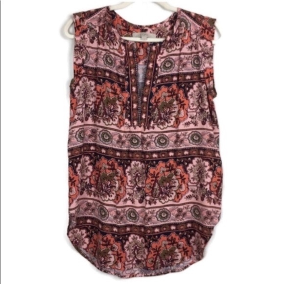 LOFT Tops - LOFT boho tunic tank top floral print size small